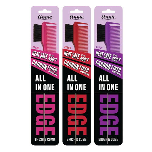 Annie All In One Edge Brush Natural Boar Bristle Black